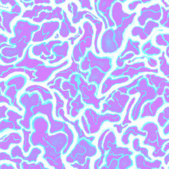 Naklejka na ściany i meble A hand drawn seamless pattern with neon violet and glowing white waves
