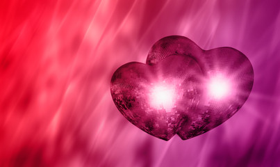 Heart shape Love symbol with Heart Shaped Disco Ball