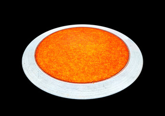 Traditional Turkish Dessert Kunefe isolated black background (Peynirli Kadayif)