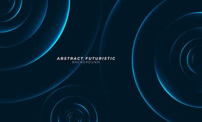 Graphic blue circles seamless pattern. Abstract futuristic art wallpaper. Vector illustration