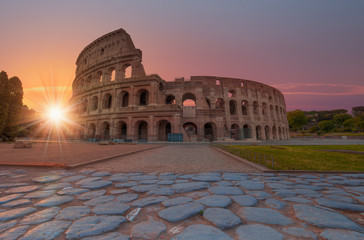 Obraz na płótnie Canvas Amazing sunrise at Rome Colosseum (Roma Coliseum), Rome, Italy