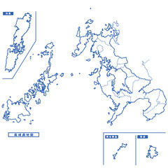 長崎県地図 シンプル白地図 市区町村