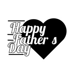 happy fathers day seal with heart line style