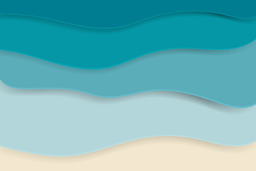 Paper sea waves in sea green shades, paper cut style for background