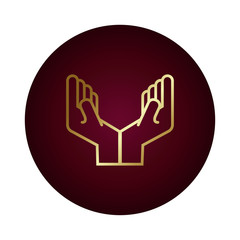 hands protecting block gradient style icon