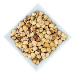 Peeled Hazelnuts isolated on white