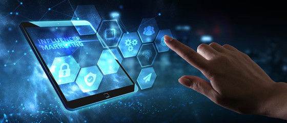 Business, Technology, Internet and network concept. Influencer marketing plan. Social Media...