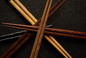beautiful collection wooden chopsticks isolated