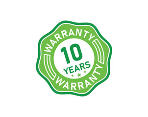 10 year warranty icon isolated on white background