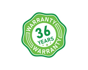 36 year warranty icon isolated on white background