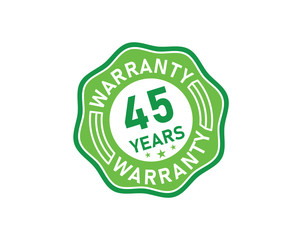 45 year warranty icon isolated on white background