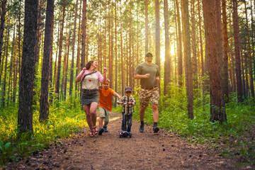 happy family in the forest