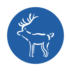 reindeer animal block style icon