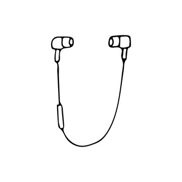 Doodle earphones icon in vector. Hand drawn earphones icon in vector. 