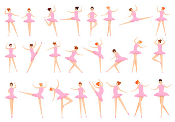 Ballet icons set. Cartoon set of ballet vector icons for web design