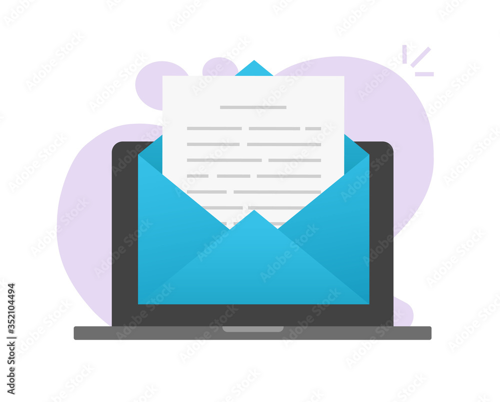 Poster reading email document text file online on computer laptop or send electronic digital mail letter co