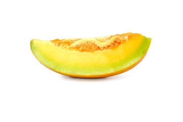 Sliced cantaloupe thai tropical fruit asian on white background.