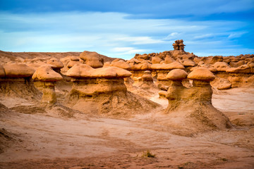 rock formation in the shape of fairy chimneys at Goblin valley Utah USA