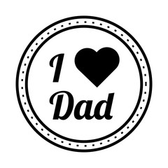 happy fathers day seal with heart line style