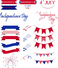 Set of independence day 4 july. Vector icons.