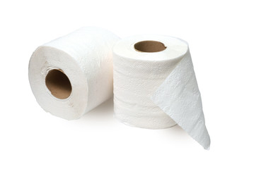 Roll of toilet paper or tissue isolated on white background