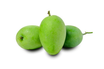 Fresh green mango fruit isolated on white background
