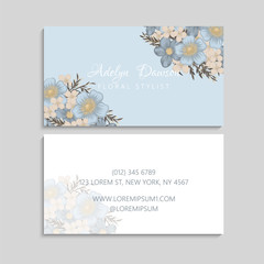 Light blue business cards flower template