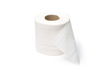 Roll of toilet paper or tissue isolated on white background