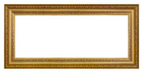 Vintage golden rectangle frame on a white background