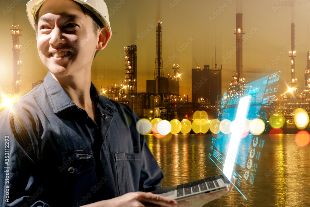 Aufkleber engineer work smart factory machine iot internet of thing digital technology, futuristic smart indus