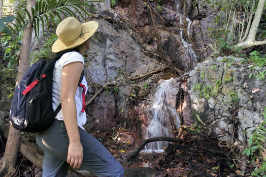Woman hiking at Litchfield National Park Northern Territory Aust