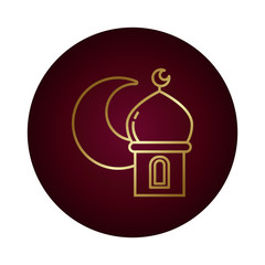 Obraz premium moon night with ramadan temple block gradient style icon
