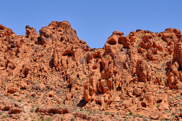 Fototapeta premium Colorful Aztec sandstone formations in the Nevada Desert caused by millions of years of erosion