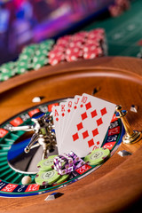 Roulette table close up at the Casino