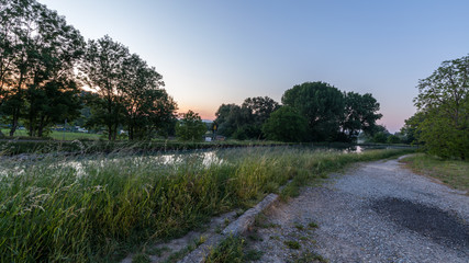 Landscape of a sunrise reflection in France 