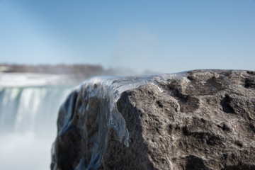 Frozen water on rock