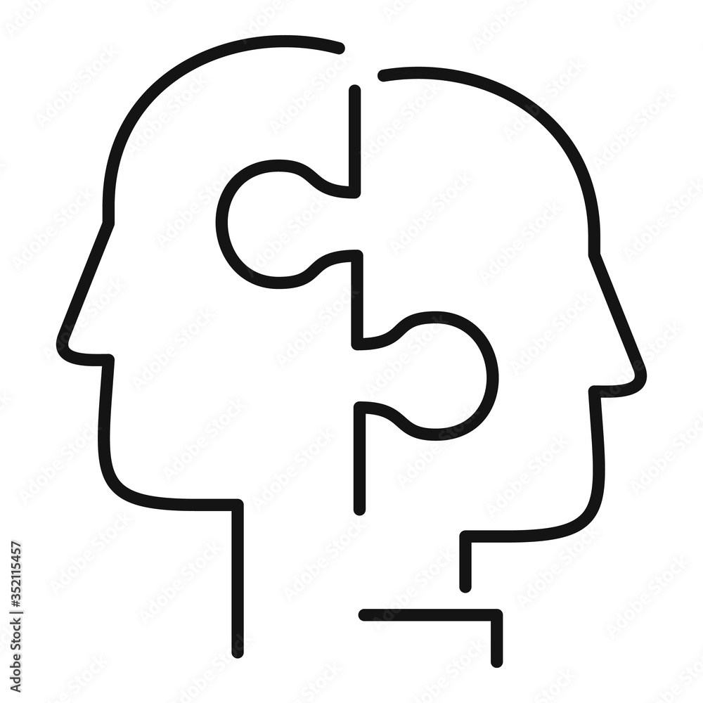 Poster puzzle collaboration icon. outline puzzle collaboration vector icon for web design isolated on white