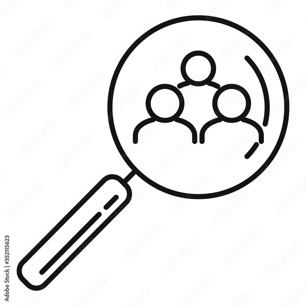 Poster teamwork under magnifier icon. outline teamwork under magnifier vector icon for web design isolated 