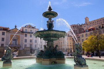 Fototapeta na wymiar Rossio Square - City of Lisbon - Portugal.