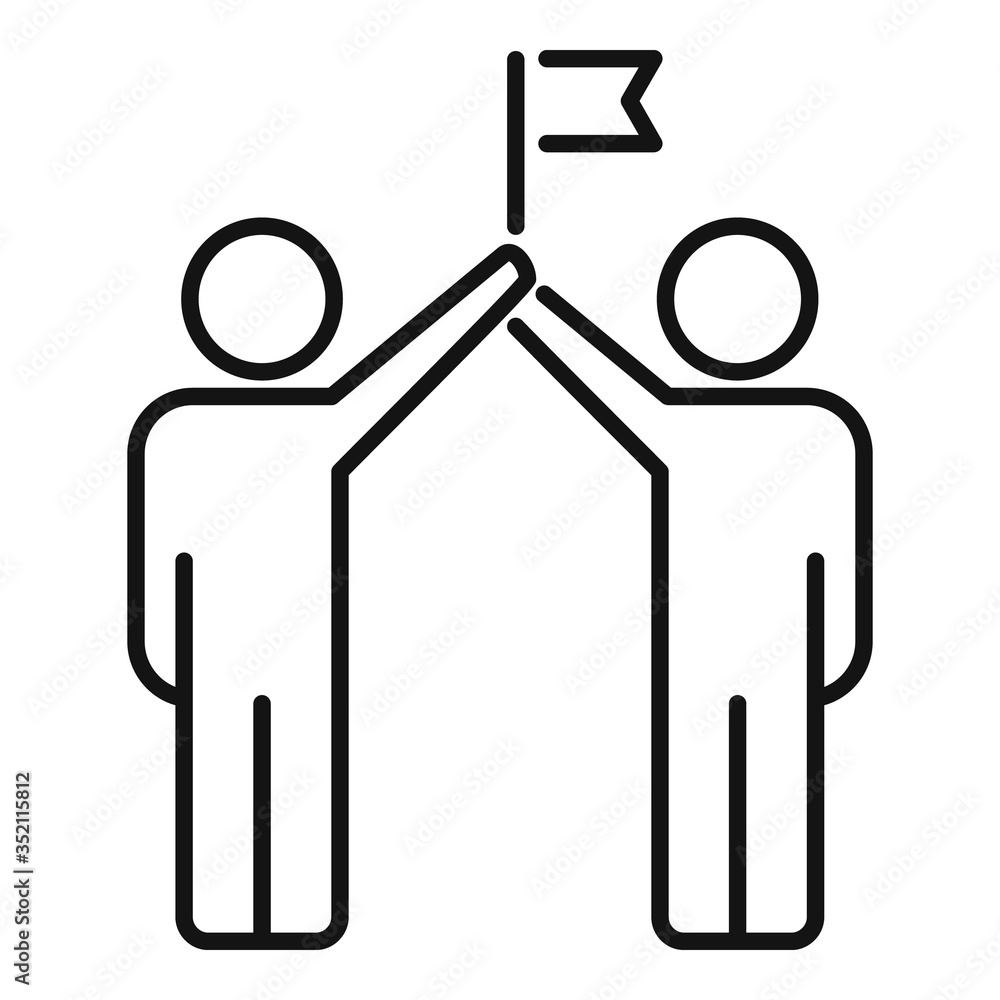 Aufkleber flag team collaboration icon. outline flag team collaboration vector icon for web design isolated on