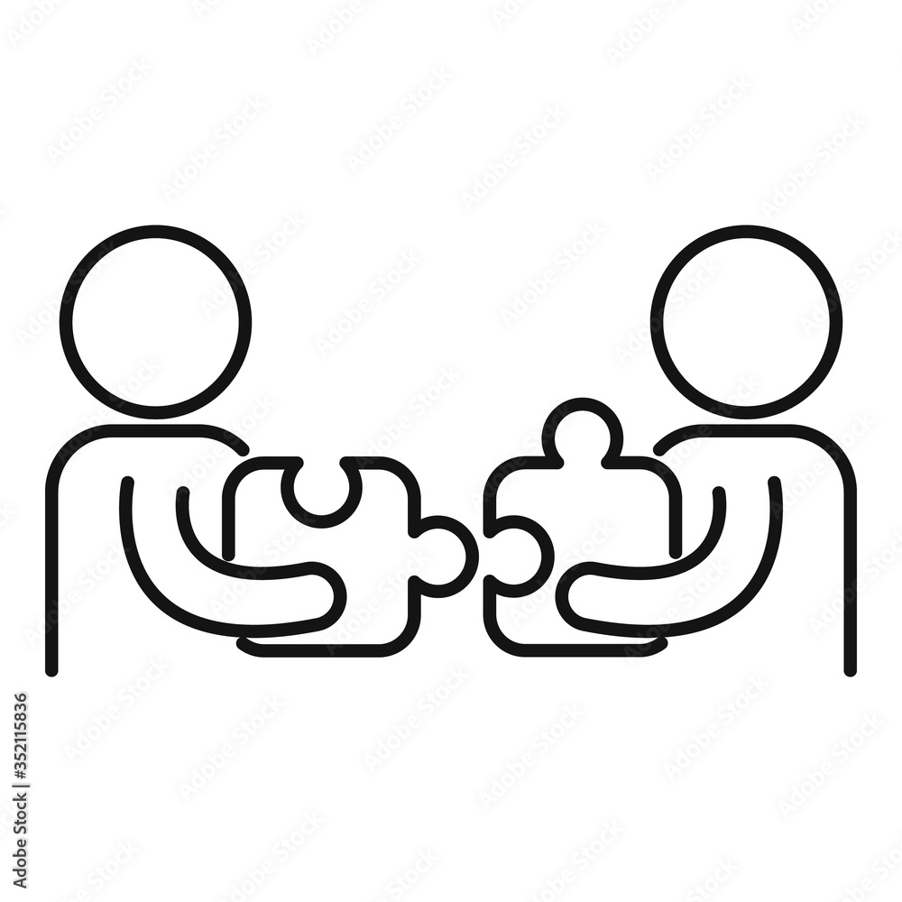 Poster collaboration puzzle idea icon. outline collaboration puzzle idea vector icon for web design isolate