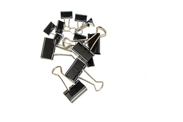 Black Paper clips, isolated on white background.
