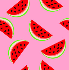 watermelon pieces cartoon vector illustration pattern