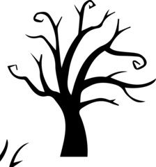 Halloween tree black no leaves icon illustration
