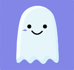 white ghost cute smiling icon vector illustration