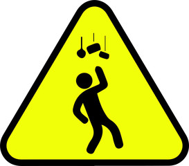 Falling objects caution warning sign icon