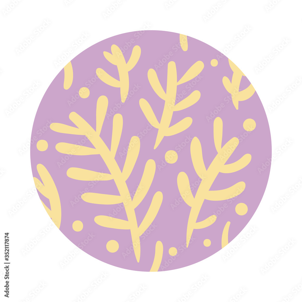 Poster branch and leafs organic pattern block style