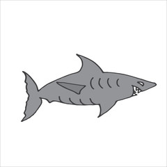 Fototapeta premium Shark hand drawn illustration in Doodle style. Vector illustration