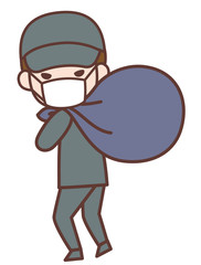 風呂敷を担いだ泥棒