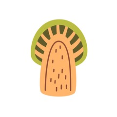 Strong cartoon tree flat vector stock illustration. Forest plant icon, emblem for eco sticker. Folk art logotype for workshop working with wood.